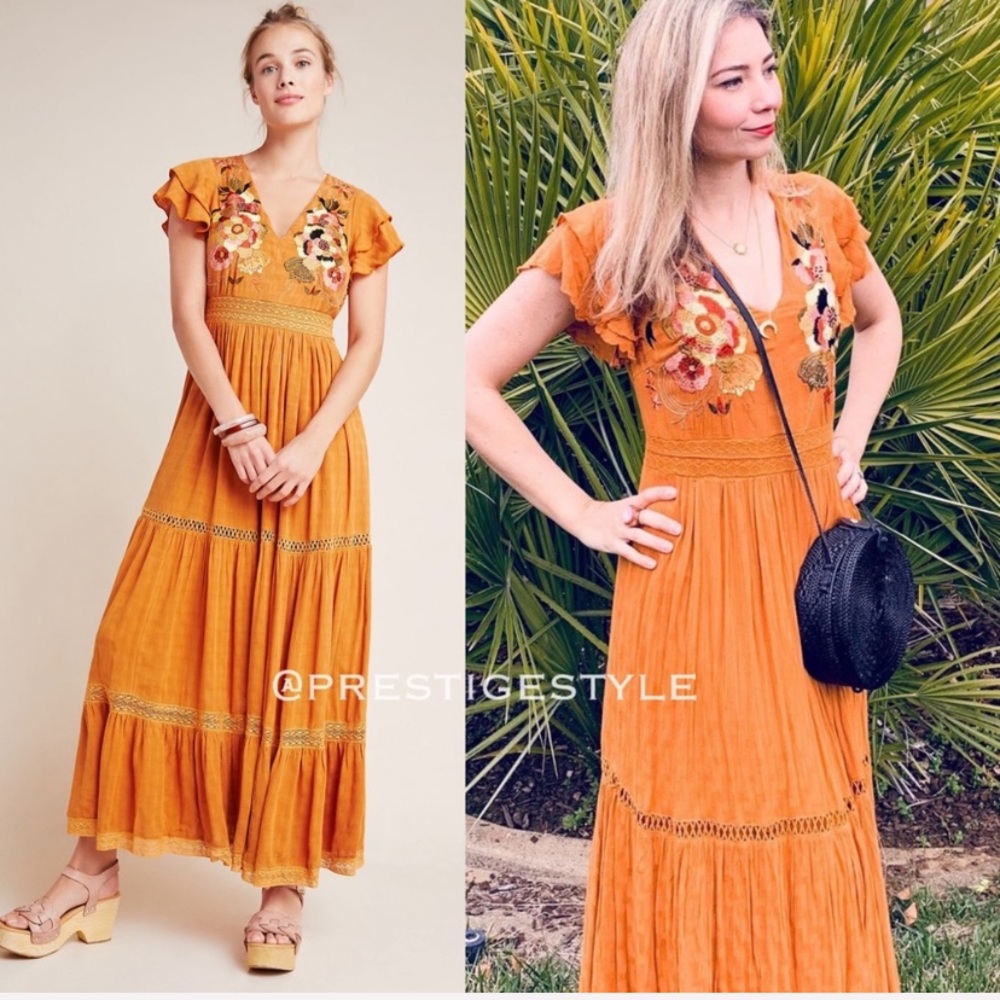 Anthropologie Sunshine Embroidered Maxi Dress - Picture 12 of 15